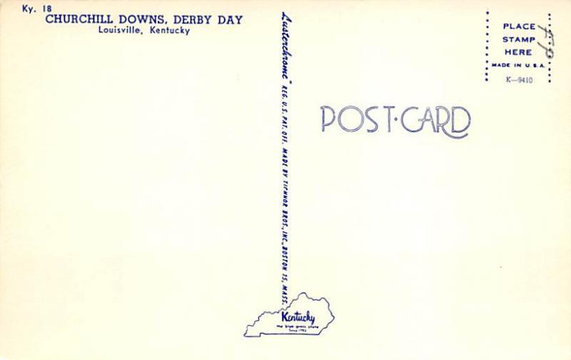 Louisville, KY, USA Kentucky Derby, Churchill Downs Horse Racing Postcard unused