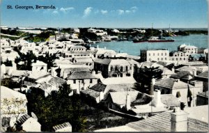 Vtg Birdseye View of St George Bermuda 1910s Postcard