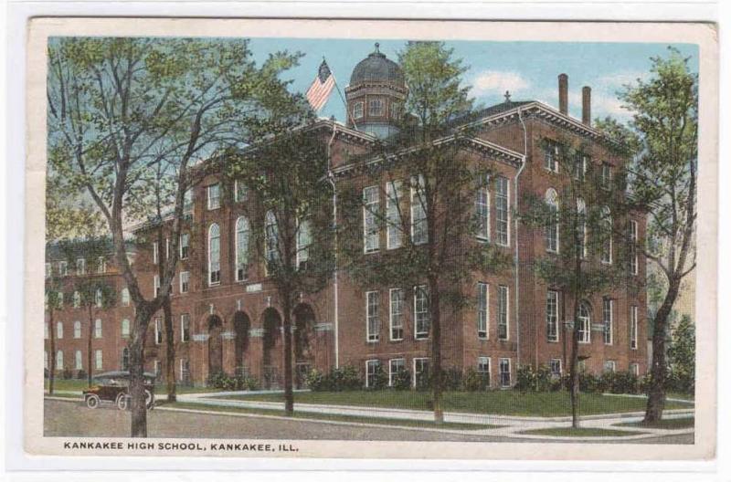 High School Kankakee Illinois 1919 postcard