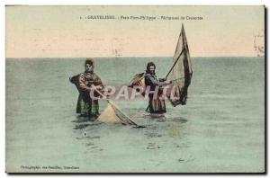 Postcard Old Fishing Gravelines Petit Fort Philippe shrimp fishers