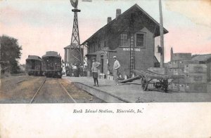 Riverside Iowa Rock Island Train Station Vintage Postcard AA21919