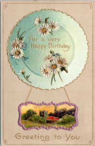 Postcard Birthday - Landscape and floral - Davidson Bros. Series 84