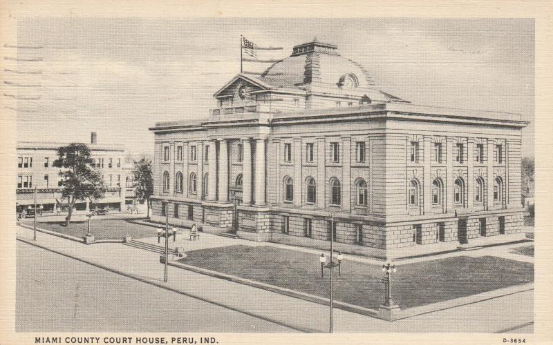 Vintage Postcard Miami County Court House Historic Building, Peru, Indiana