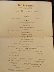 Vintage Postcard 1905 Clifton Springs Sanitarium Popular Health Resort NY Menu