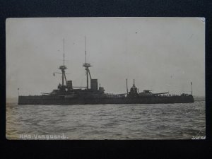 Military Ship HMS VANGUARD British Fast Battleship - Built WW2 c1946 RP Postcard