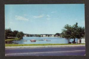 MA View of Boats on Flax Pond LYNN MASS Postcard Postcard Massachusetts