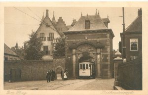 The Hague, Netherlands Stadhouderspoort Castle Gate Sepia Postcard Unused