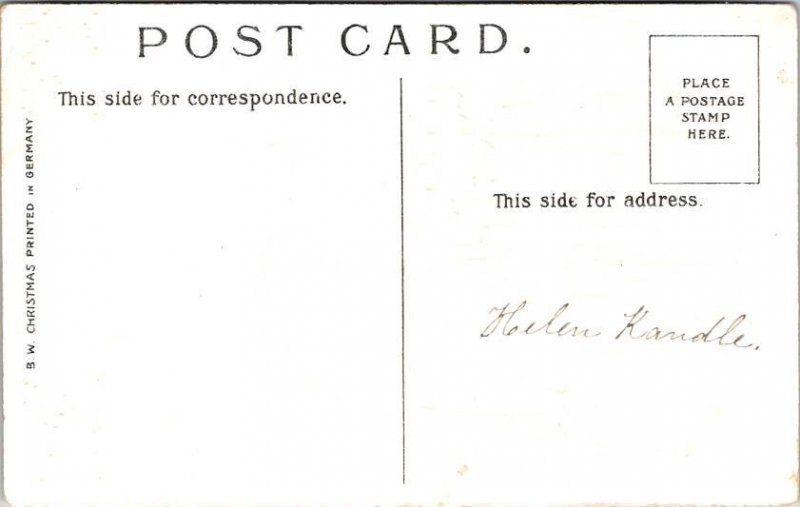 Postcard Merry Christmas Children Sleeping While Waiting for Santa