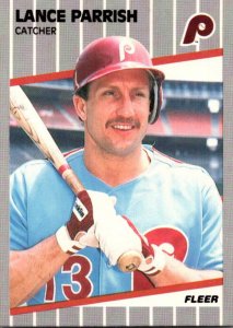 1989 Fleer Baseball Card Lance Parrish Catcher Philadelphia Phillies sun0679