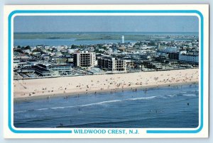 c1960 Wildwood Crest New Jersey Postcard Aerial View Beachfront Motels Atlantic