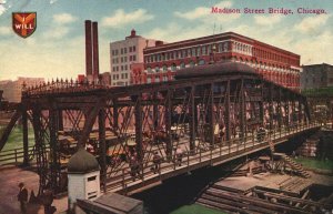 VINTAGE POSTCARD MADISON STREET BRIDGE CHICAGO ILLINOIS APPEARS AS REPRODUCTION