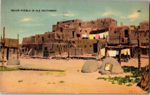 Southwest Indian Pueblo c1940 Vintage Linen Postcard G25