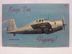 AC-8 Fighter Plane posted 1943 US Navy photograph Curteich postcard CT Art