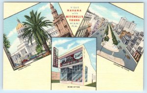 MIAMI, Florida FL ~ Advertising MITCHELL'S TOURS to HAVANA, CUBA c1940s Postcard