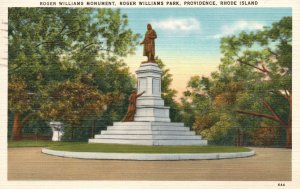 Vintage Postcard 1944 Roger Williams Monument Park Providence Rhode Island RI