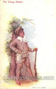 The Young Hunter Children, Child, 1908 wear left top corner, postal used 1908