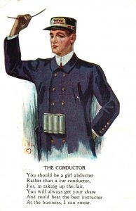 The Conductor - Vintage Postcard - c1908