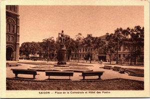 Vietnam Cochinchina Saigon Place de la Cathedrale Ho Chi Minh City Postcard C063