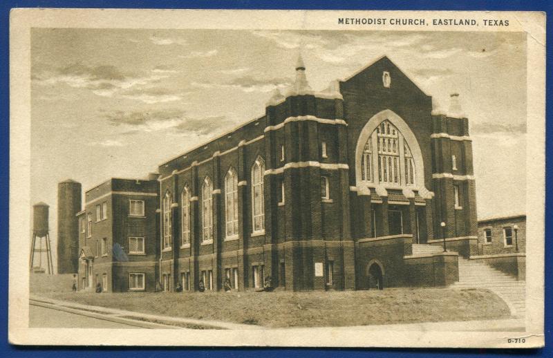 Eastland Texas Methodist Church South litho postcard