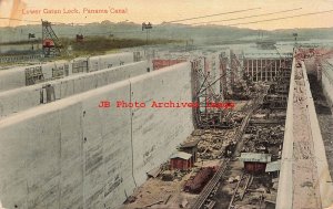 Panama, Canal Construction, Lower Gatun Lock, Underwood No 143-25