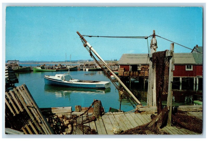 1959 Fishing Scene Yarmouth County Nova Scotia Canada Vintage Postcard