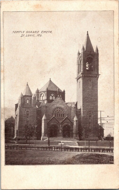 c1905 Temple Shaare Emeth Building Complex St Louis MO Undivided Back Postcard 