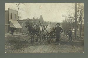 Buffalo MINNESOTA RP c1910 ROAD CREW Horse-Drawn Wagon BLADE? nr Monticello