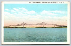 Cairo Illinois~New Highway Bridge Across Mississippi River~Curt Teich Vintage PC