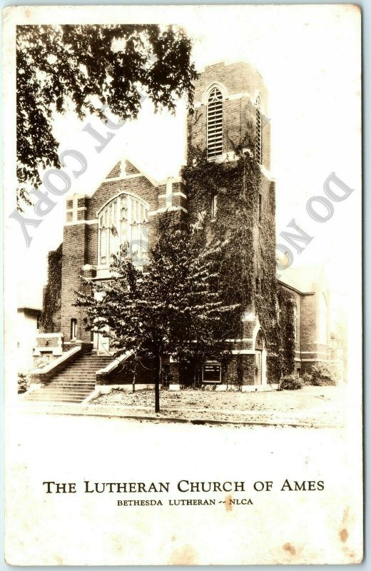 c1930s Ames, Iowa Church RPPC Bethesda Lutheran NLCA Real Photo Chapel Bldg A13