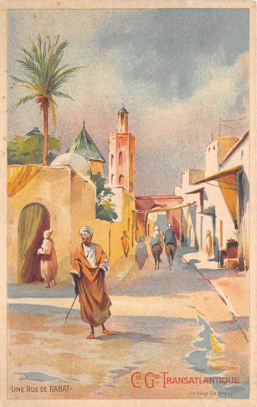 Lot269 une rue de rabat gg transatlantique postcard africa morocco