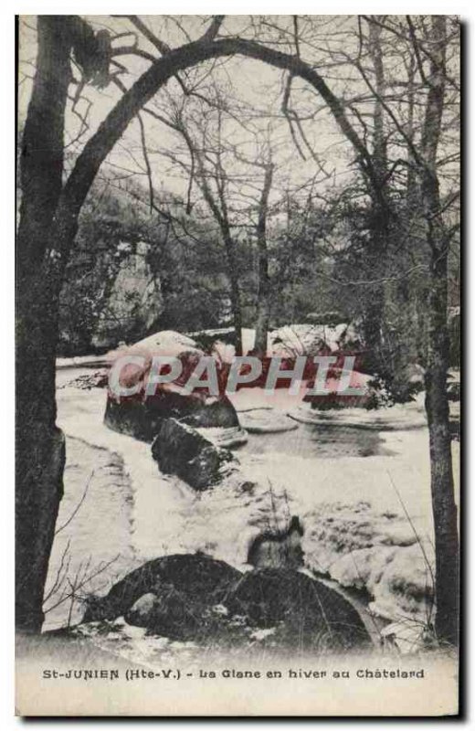 Old Postcard St Junien Haute Vienne La Glane in winter Chatelard