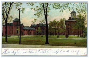 1908 The Campus Lawrence University Campus Building Appleton Wisconsin Postcard