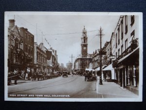 Essex Colchester HIGH STREET & TOWN HALL c1931 RP Postcard