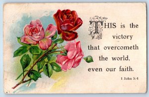 1909 Roses Flowers Bible Verse DPO (1898-1920) Thomas Oregon OR Antique Postcard