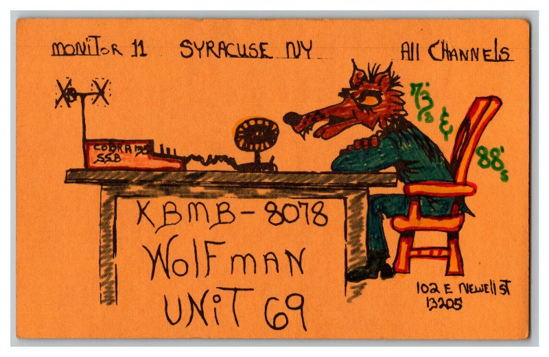 Postcard QSL Radio Card From Syracuse NY New York KBMB-8078 