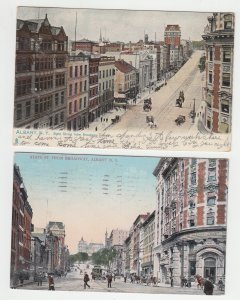 P2276, 2 dif 1906 & 1911 antique postcards albany new york with old stamps