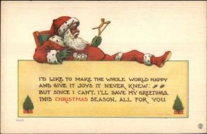 Christmas - Santa Claus w/ Feet Up - Bernhardt Wall c1915 Postcard