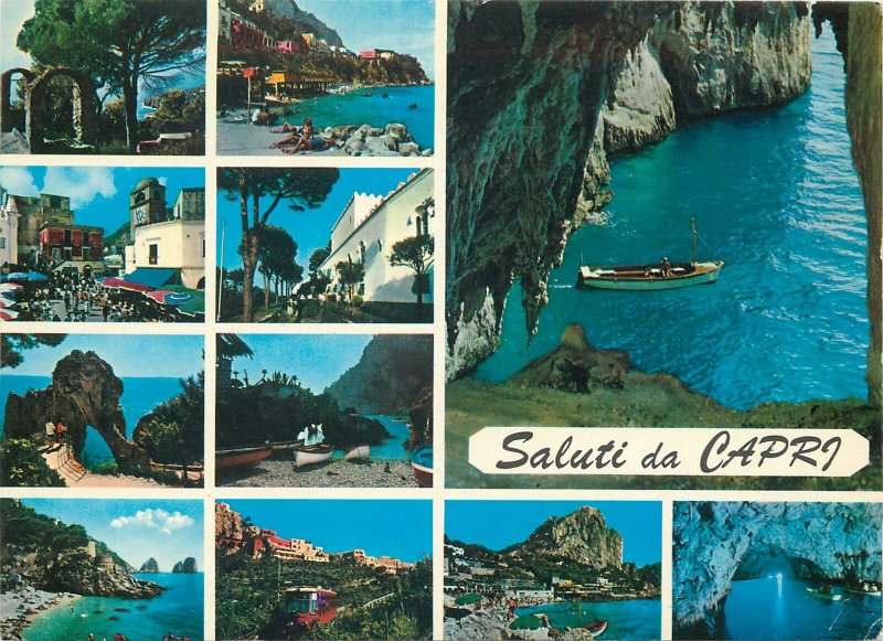 Europe Italy Postcard Capri island multi view