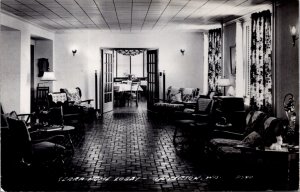 Real Photo Postcard Lobby at Serra Home in Jefferson, Wisconsin