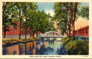Maine Lewiston Mills Along The Canal 1943 Curteich