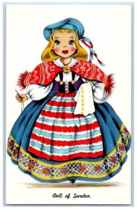 Doll Of Sweden Postcard Dolls Of Many Lands Tichnor Gloss c1950's Vintage