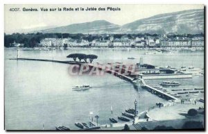 Old Postcard Geneva View On The Rade and La Jetee Des Paquis