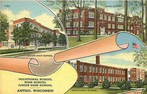 WI, Antigo, Wisconsin, Schools, Multi View, Curteich 5B-H142