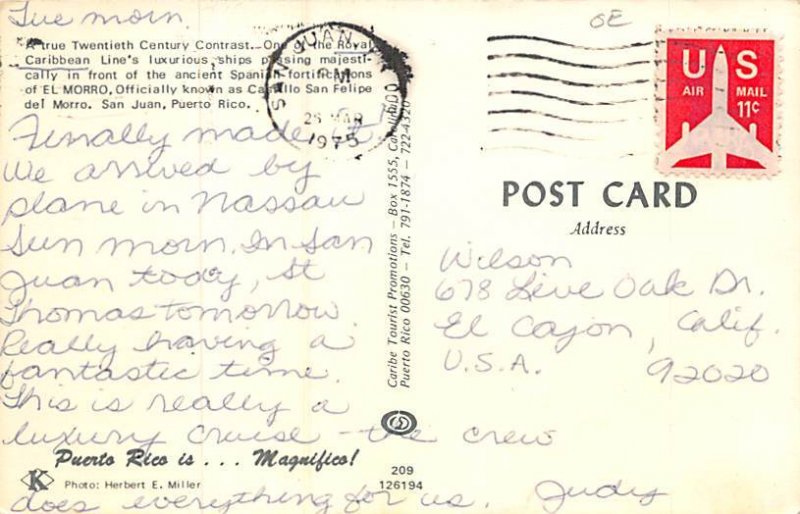 Royal Caribbean San Juan Puerto Rico Postcard