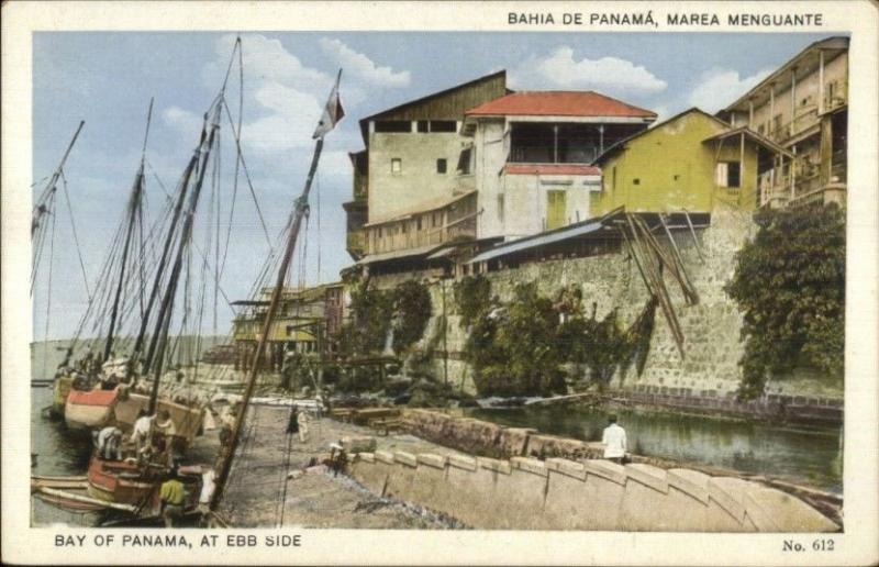 Panama Bay at Ebb Side c1920s Postcard