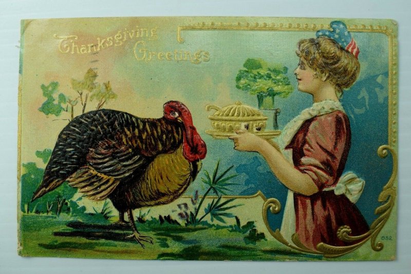 C.1910 Patriotic, Thanksgiving, Turkey, Postcard P76
