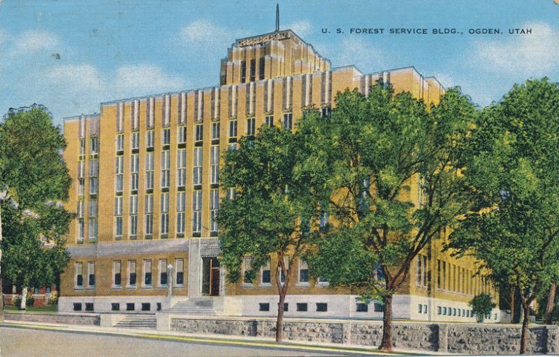 U. S. Forest Service Building - Ogden, Utah - Linen - RPO 1947 Ogden Terminal