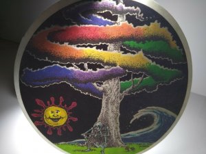 Grateful Dead Vintage Original Car Window Decal Skeleton Smoking Rainbow Tree