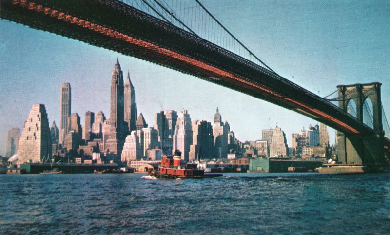 10562 Brooklyn Bridge from East River, New York City 1964