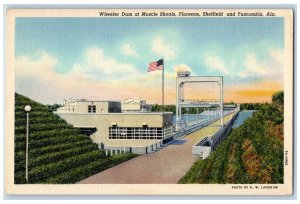 c1940 Wheeler Dam Muscle Shoals Florence Sheffield Tuscumbia Alabama AL Postcard